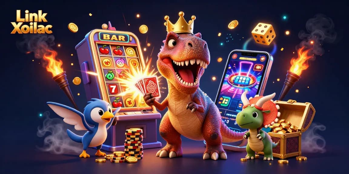 Engage with exciting Link Xoilac action featuring animated casino characters and vibrant gaming elements.