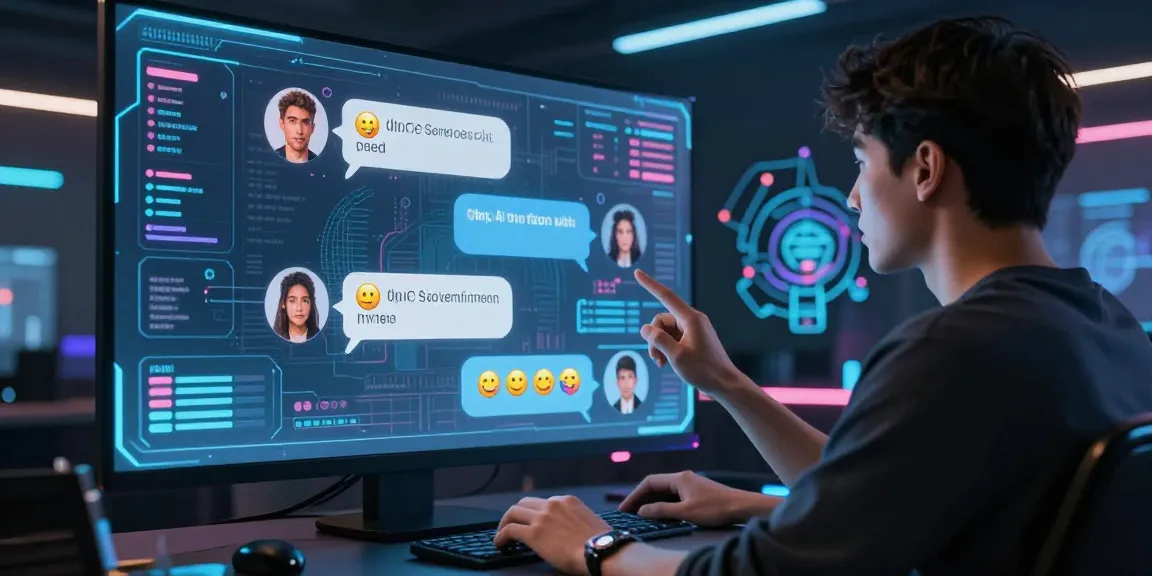 Engaging scene of ai porn chat interactions with futuristic avatars and vibrant digital interface