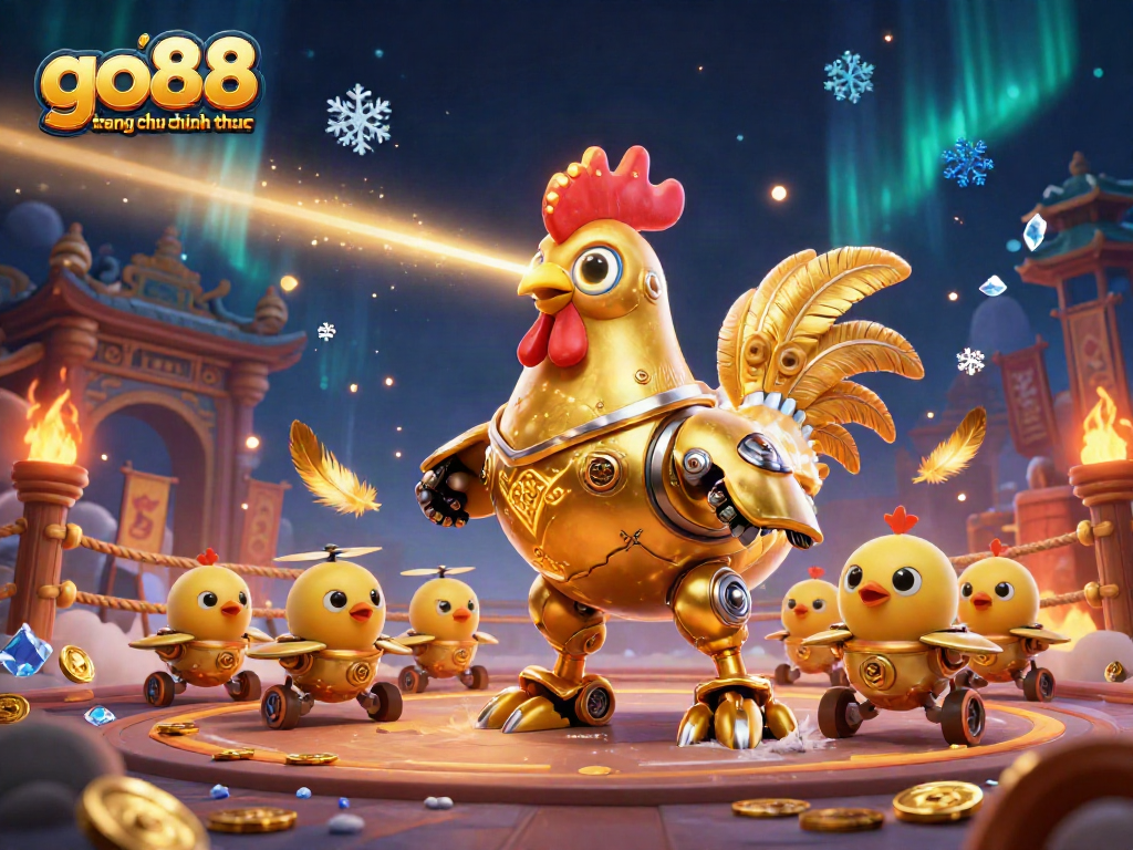 Explore the exciting world of online gambling with go88 trang chu chinh thuc featuring a golden rooster robot.