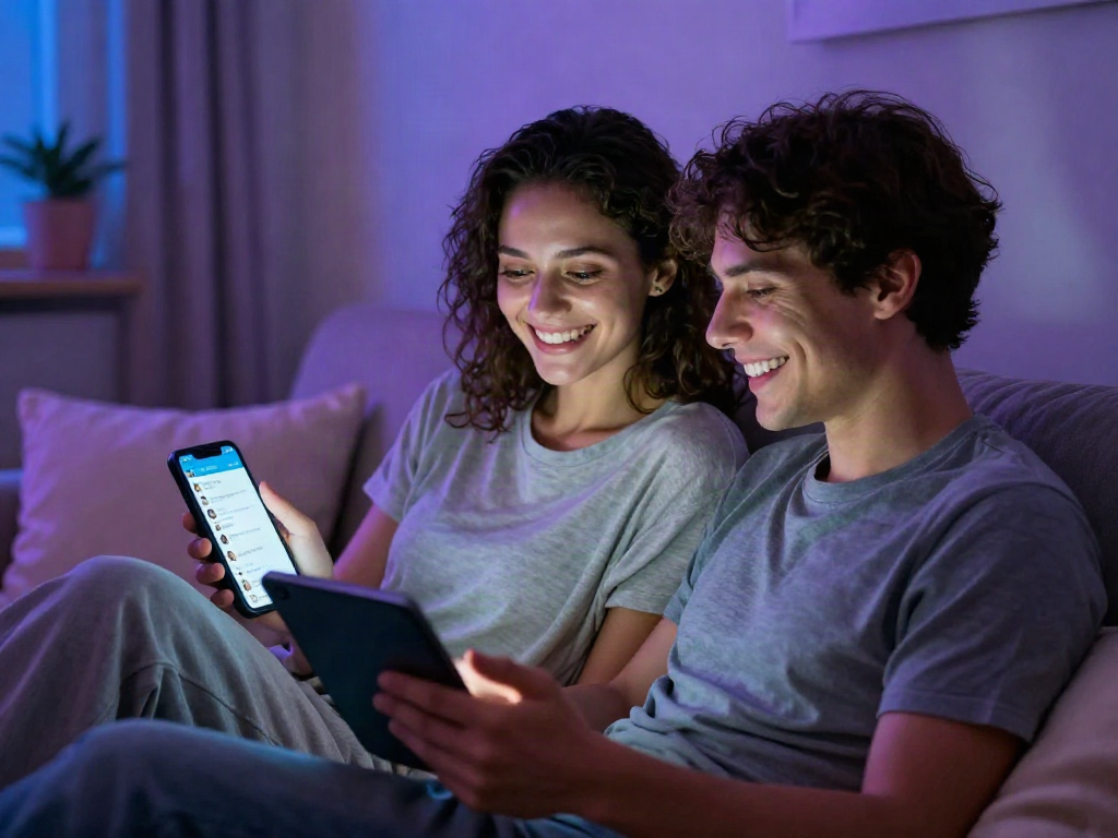 AI porn chat interaction in a cozy digital setting with intimate ambiance.