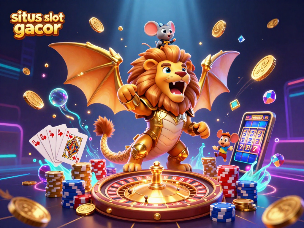 Sparkling gold and gems surround a triumphant chimera in golden armor, symbolizing situs slot gacor