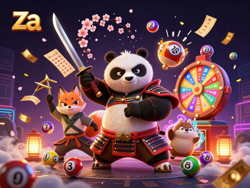 Engage in thrilling lottery action with the vibrant visuals of za, featuring characters and dynamic gaming elements.