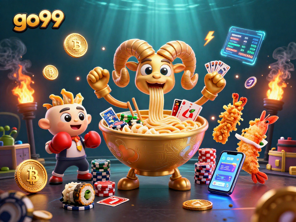Engage in exciting gameplay at go99 with vibrant 3D casino characters and neon crypto elements.