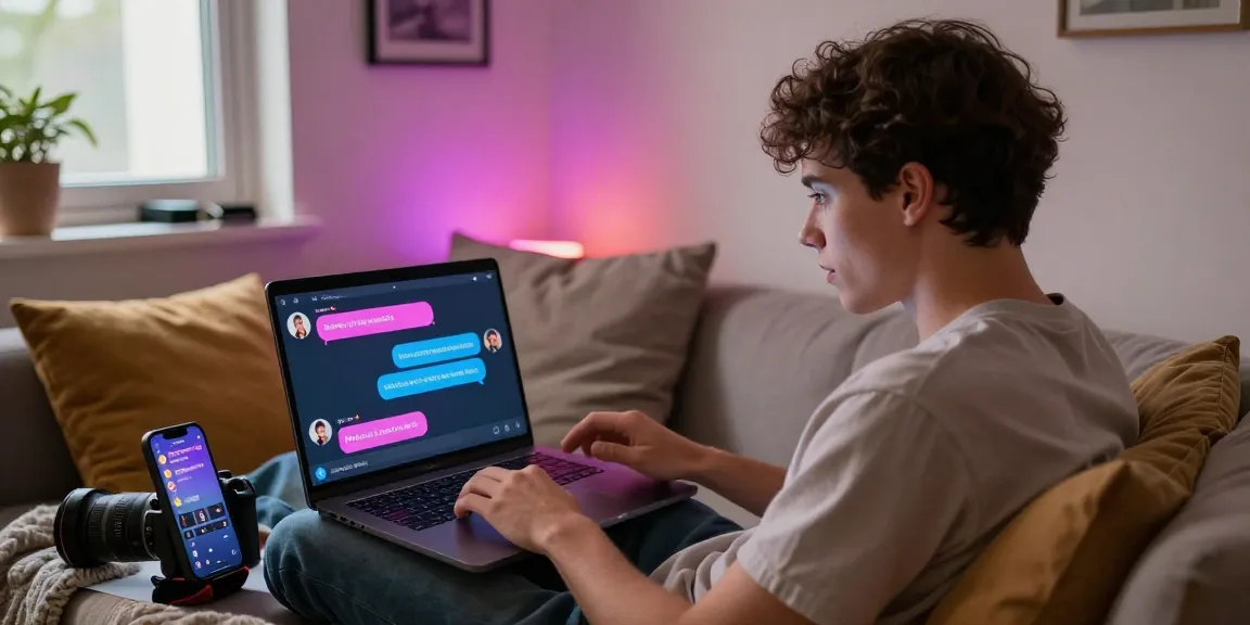 Engaging in NSFW AI chat with vibrant virtual character in a cozy setting.